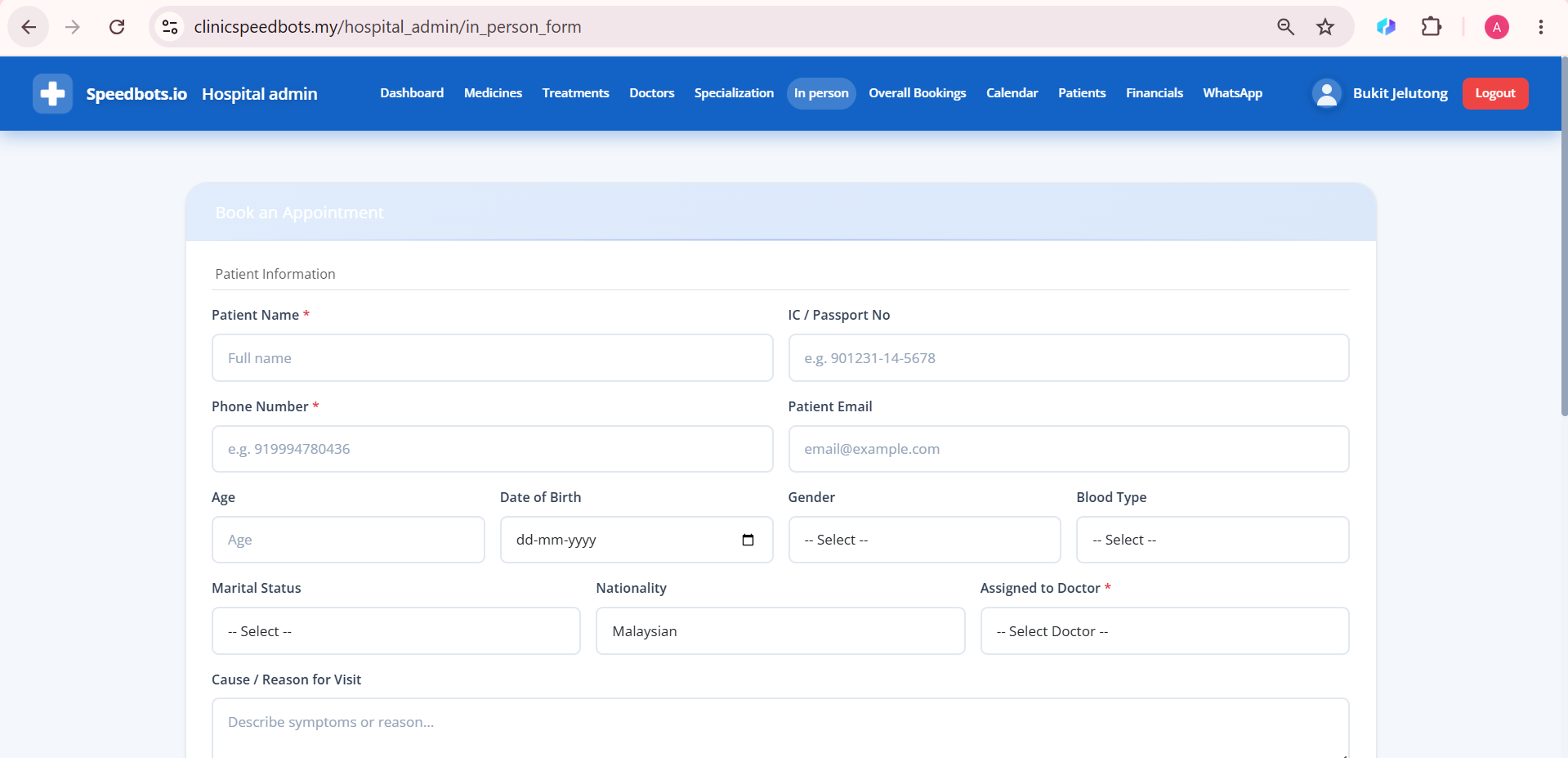 In-Person Booking